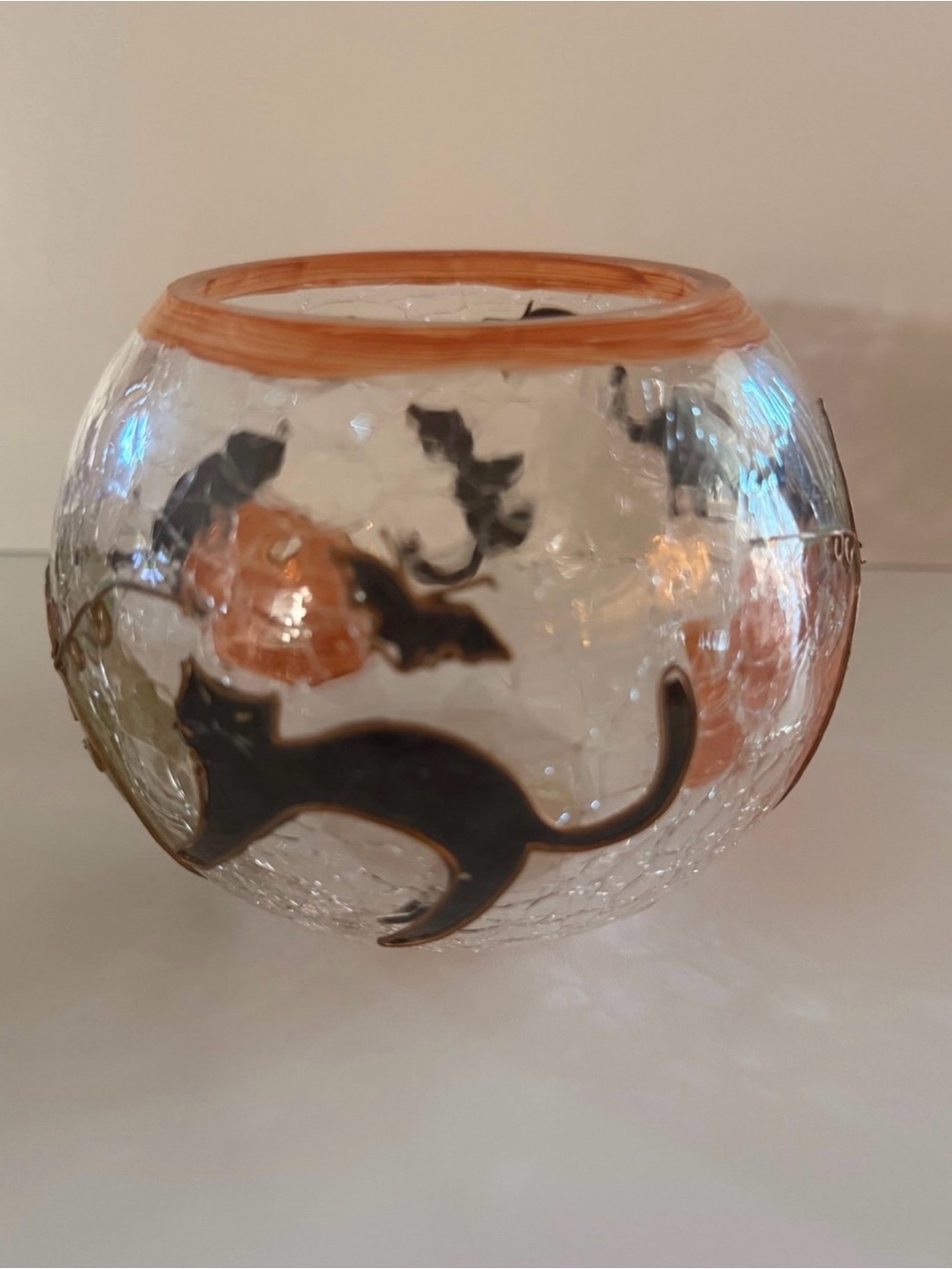 Fifth Avenue Crystal Halloween Crackled Candle Holder Gothic Chic